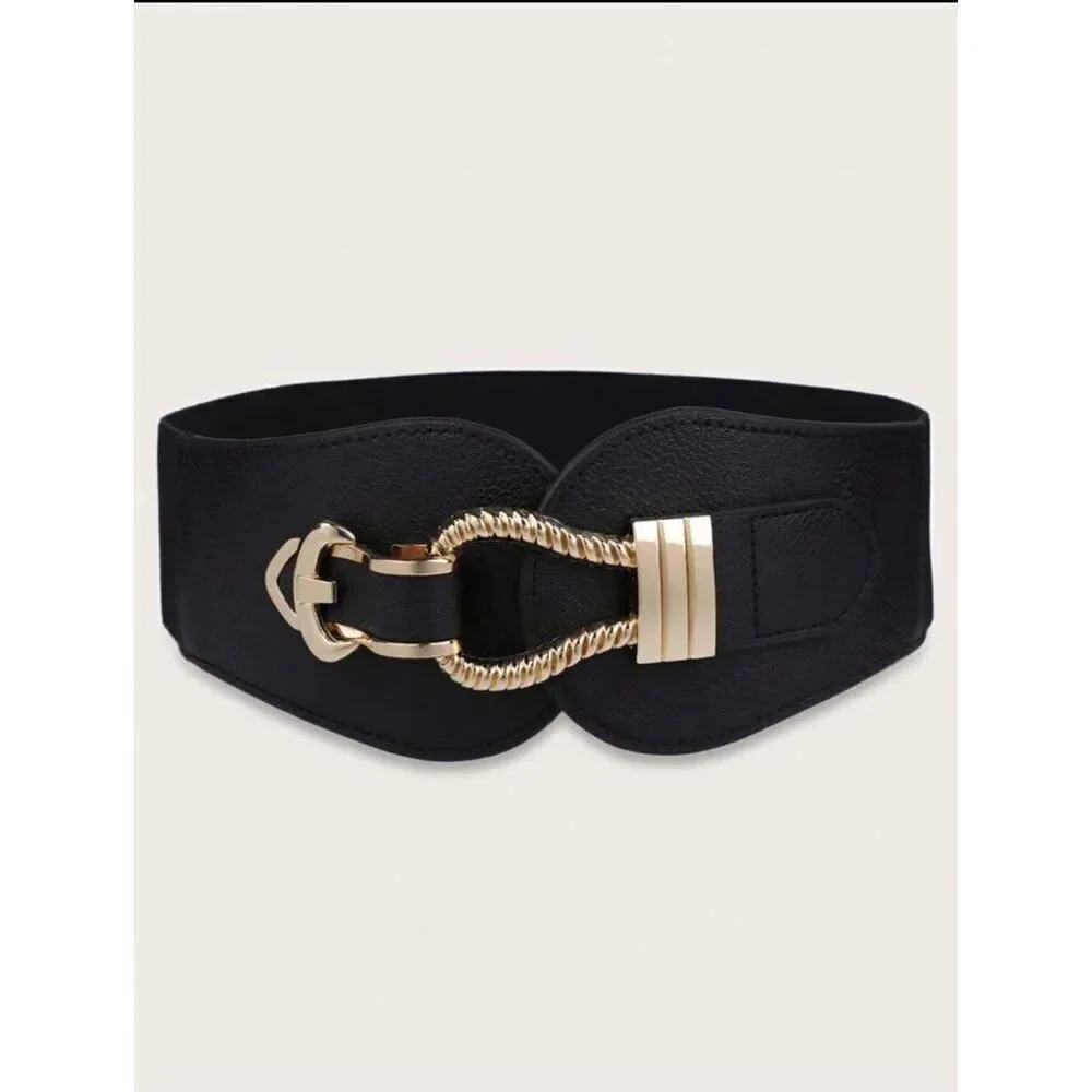 Black Elastic Band Statement Belt